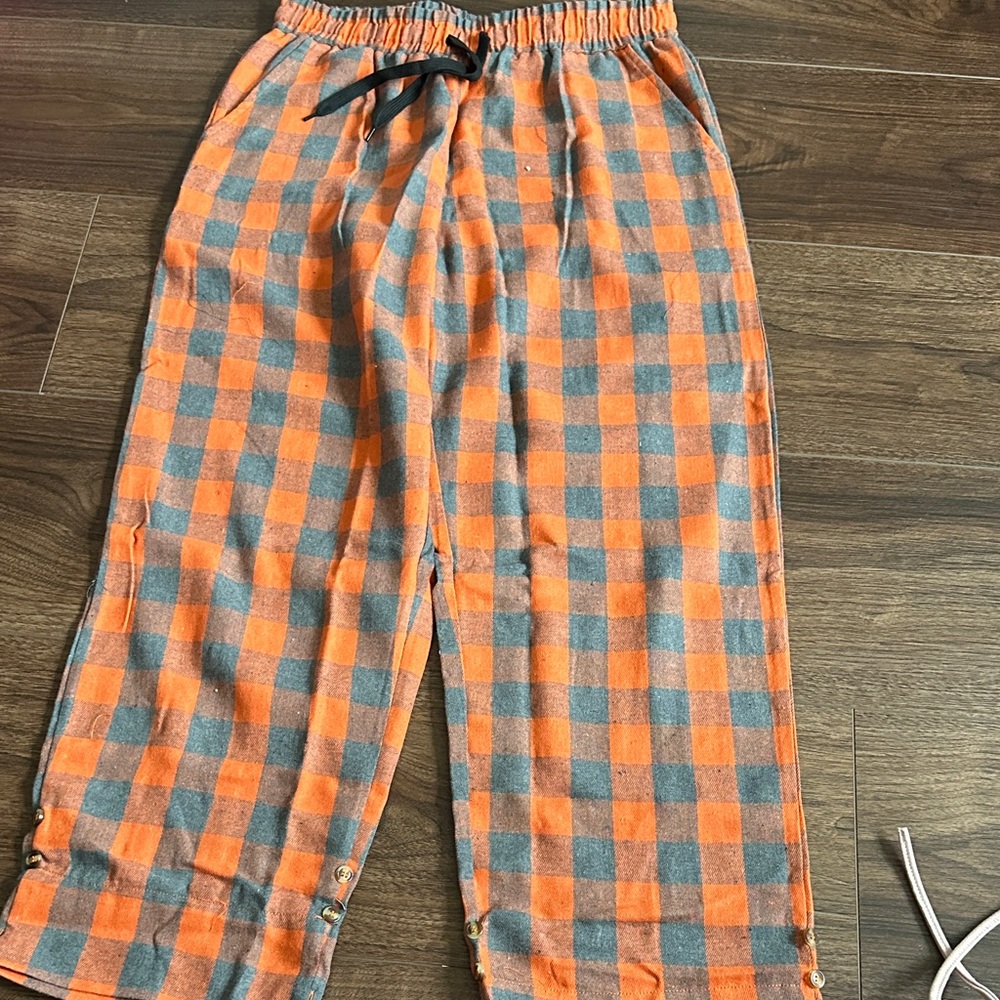 Orange and Gray Plaid Lounge Pants